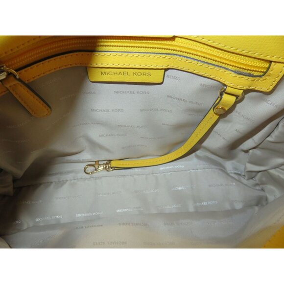 Michael Kors Sylvie Sunflower Yellow Structured leather Studded Tote Satchel - Picture 9 of 15